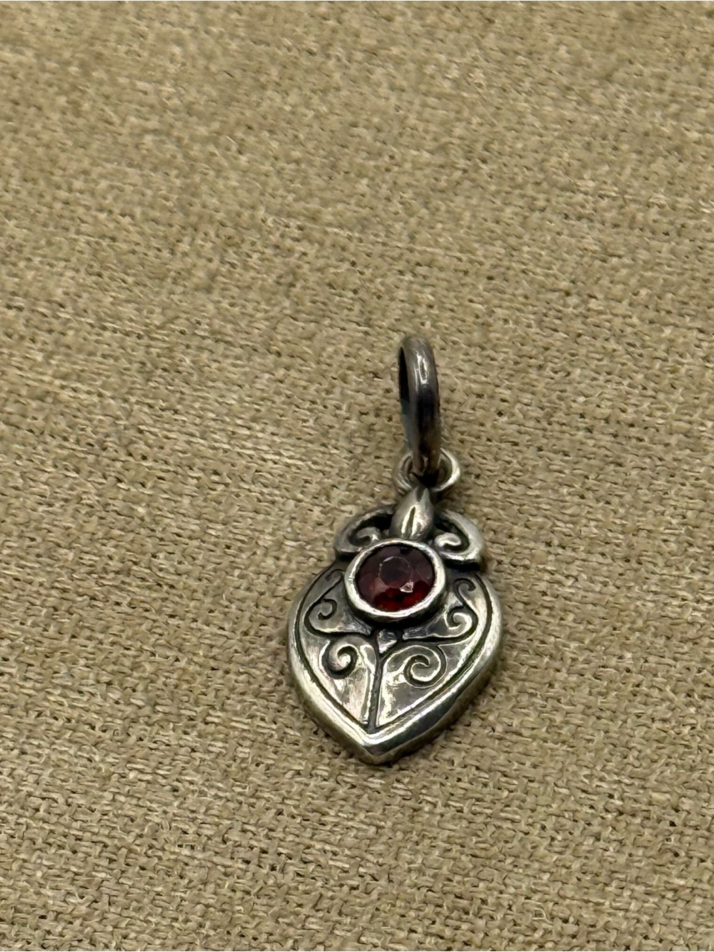 Sterling Silver Heart Pendant with garnet Gemstone